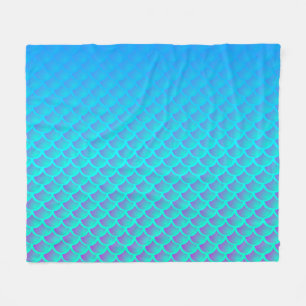 Meerjungfernmuster in Aqua Blue und Lila Fleecedecke