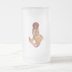 Meerjungfische mit einem gelben und rosa Schwanz Mattglas Bierglas