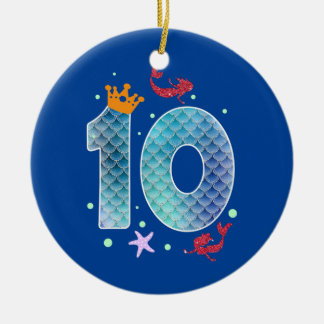 Meerjungfrau 10. Geburtstag Zehn Jahre Altes Mädch Keramik Ornament