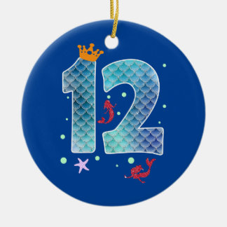 Meerjungfrau 12. Geburtstag Zwölf Jahre altes Mädc Keramik Ornament