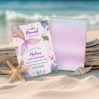 Meerjungfrau 1. Geburtstag Party Einladung