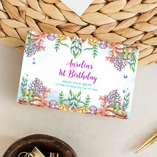 Meerjungfrau 1. Geburtstag Party Oneder Begleitkarte