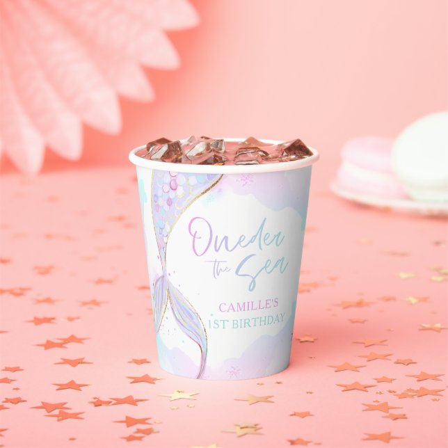 Meerjungfrau 1. Geburtstag Party ONEder Meerjungfr Pappbecher (Insitu)