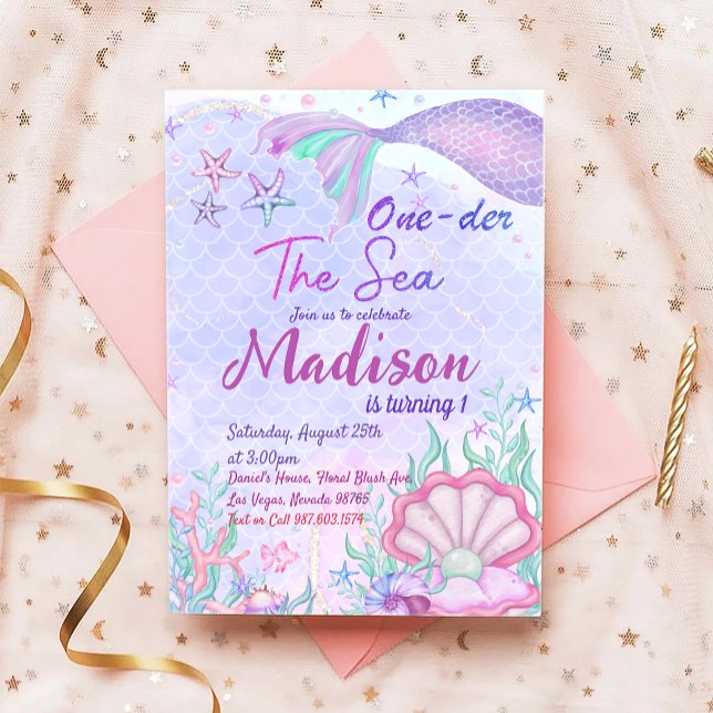 Meerjungfrau 1. Geburtstag Party ONEder Sea Party Einladung (Von Creator hochgeladen)