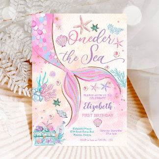 Meerjungfrau 1. Geburtstagseinladung Einladung