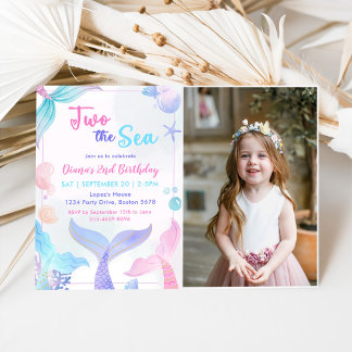 Meerjungfrau 2. Geburtstag 2. Foto des Party Einladung