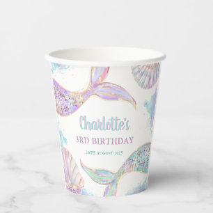 Meerjungfrau 3. Geburtstag Pappbecher