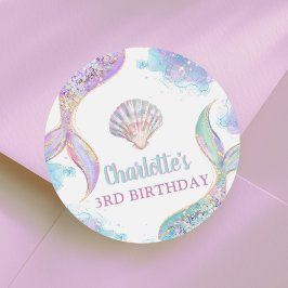 Meerjungfrau 3. Geburtstag Runder Aufkleber