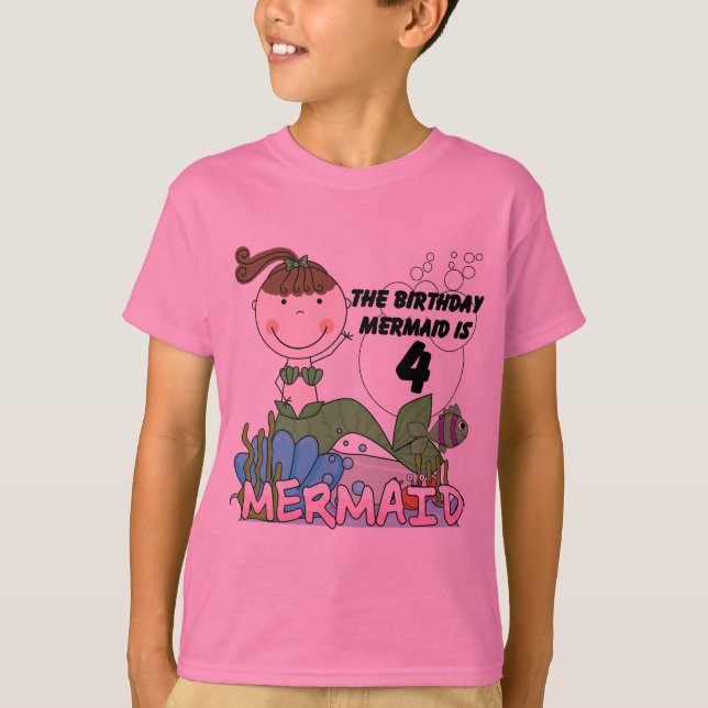 Meerjungfrau 4. Geburtstag T - Shirt und Geschenke (Vorderseite)