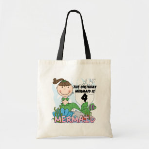 Meerjungfrau 4. Geburtstag T - Shirt und Geschenke Tragetasche