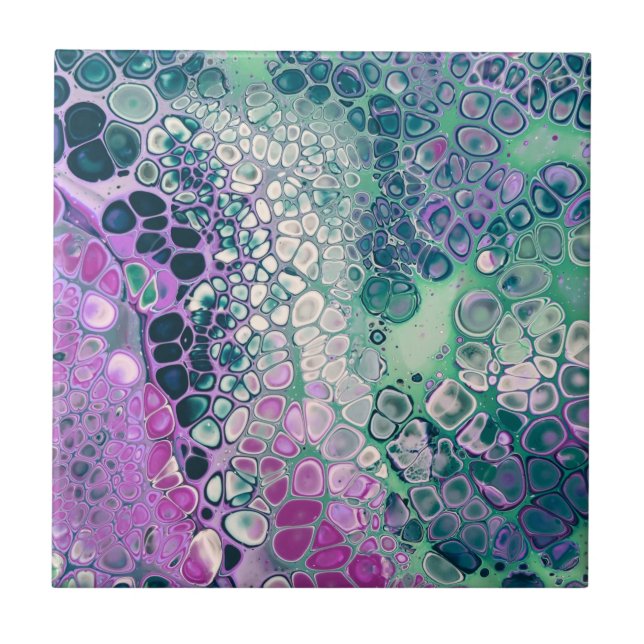 Meerjungfrau Acrylpour, Cool farbig Abstrakt Fliese (Vorderseite)