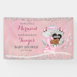 Meerjungfrau Afroamerikanisches Baby Pink Muschel Banner