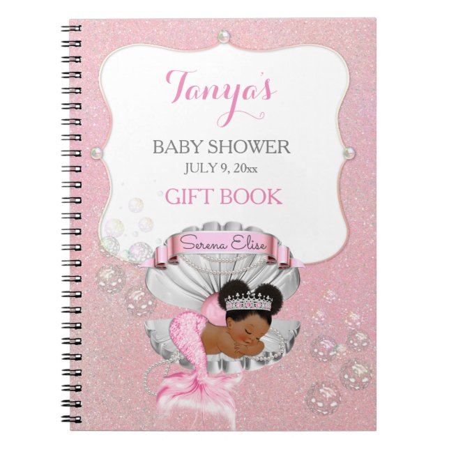 Meerjungfrau Afroamerikanisches Baby Pink Muschel  Notizblock (Vorderseite)