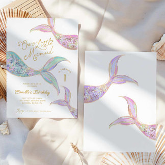 Meerjungfrau am 1. Geburtstag Einladung