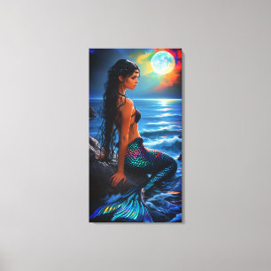 Meerjungfrau am Meer Leinwand-Wandkunst Leinwanddruck