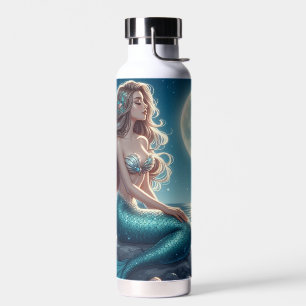Meerjungfrau am Strand bei Nacht Trinkflasche