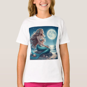 Meerjungfrau am Strand in der Nacht T-Shirt