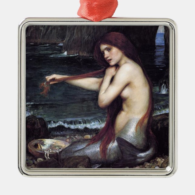 Meerjungfrau am Strand Ornament Aus Metall (Vorne)