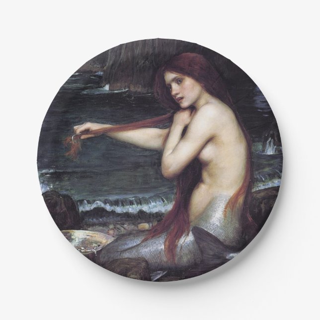 Meerjungfrau am Strand Pappteller (Vorderseite)