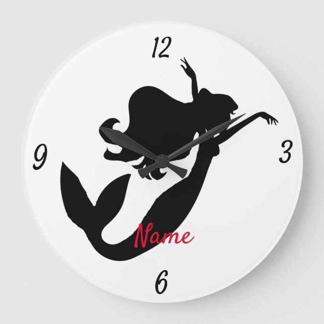Meerjungfrau an Bord Silhouette Thunder_Cove Große Wanduhr (Vorderseite)