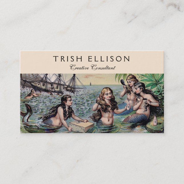 Meerjungfrau Antike Magie Schöner Ozean Visitenkarte (Vorderseite)