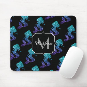 Meerjungfrau aqua blau Ombre Glitzer Muster Monogr Mousepad