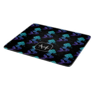 Meerjungfrau aqua blau ombre Glitzer Muster Monogr Schneidebrett