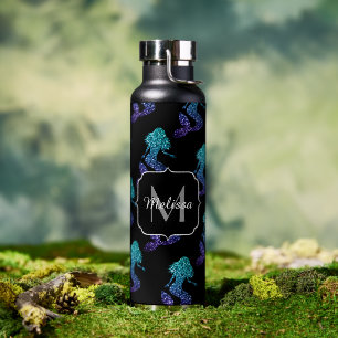 Meerjungfrau aqua blau Ombre Glitzer Muster Monogr Trinkflasche