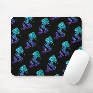 Meerjungfrau aqua blau ombre Glitzer Muster schwar Mousepad