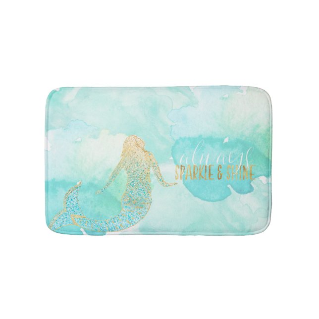 Meerjungfrau-Aqua-Goldschein Badematte (Vorderseite)
