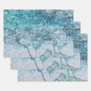 Meerjungfrau Aquamarine Wellen des grünen Ozeans D Geschenkpapier Set