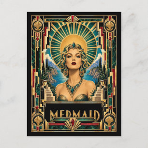 Meerjungfrau, Art Deco Mythisch Postkarte