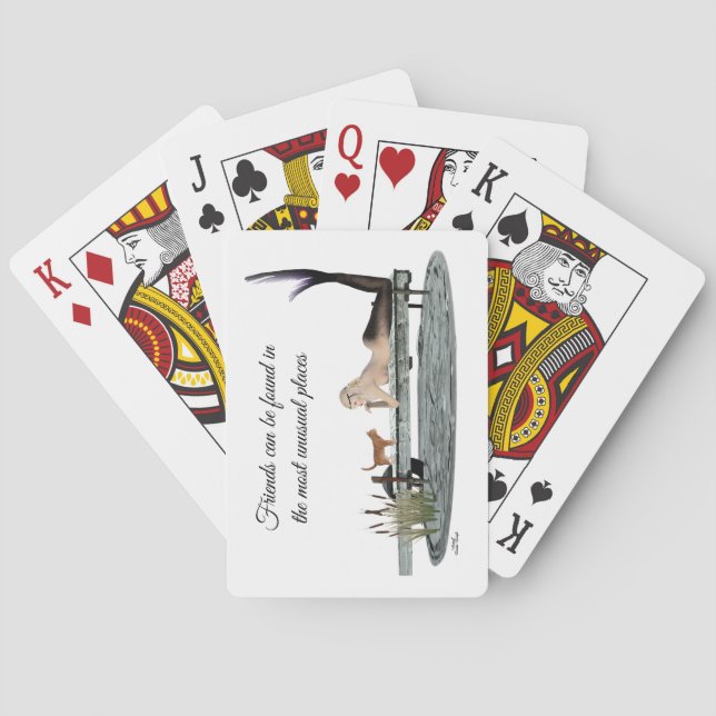 Meerjungfrau auf dem Bootsanleger, die Karten spie Spielkarten (Rückseite)