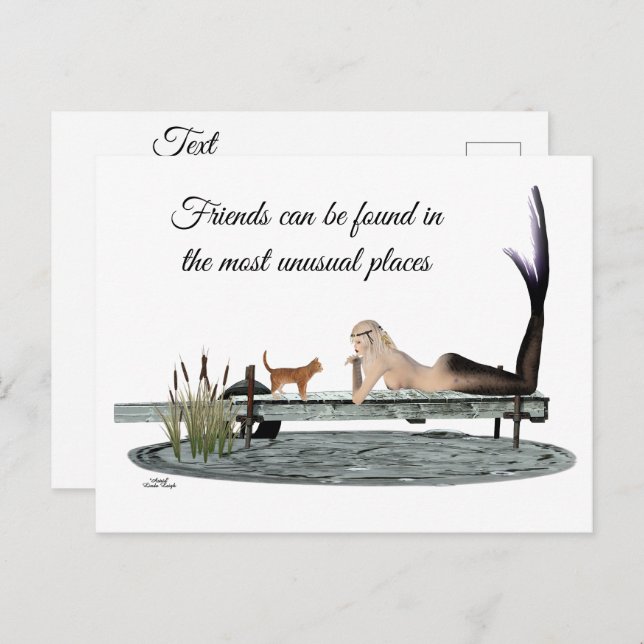 Meerjungfrau auf der Postkarte des Bootes (Vorne/Hinten)