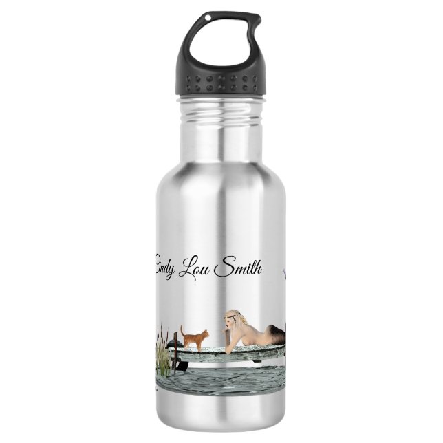 Meerjungfrau auf Dock Wasserflasche (Vorderseite)