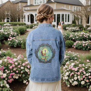 Meerjungfrau auf einer Mond-Fantasie-Kunst Jeansjacke