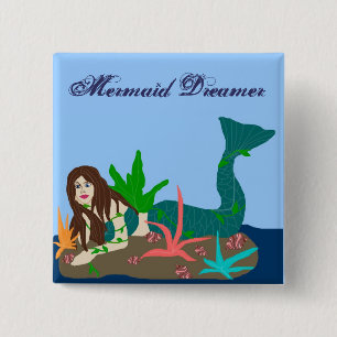 Meerjungfrau auf Felsen, Meerjungfrau-Träumerknop Button