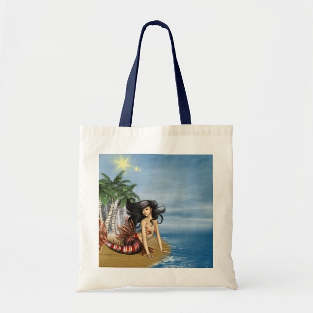Meerjungfrau auf Strand-kleiner Taschen-Tasche Tragetasche (Vorne)