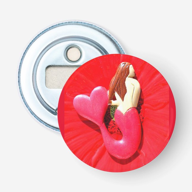 Meerjungfrau aus rotem Schwanz Flaschenöffner (Vorderseite)