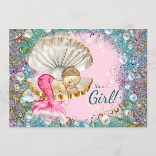 Meerjungfrau-Baby-Shower-Einladungen blond Einladung