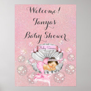 Meerjungfrau-Baby-Shower-Geburtstags-Willkommenssc Poster