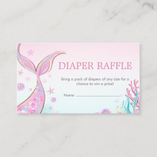Meerjungfrau-Baby-Shower-Windel-Raffle Begleitkarte