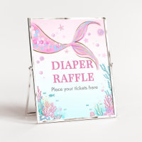 Meerjungfrau-Baby-Shower-Windeln-Raffle-Schild