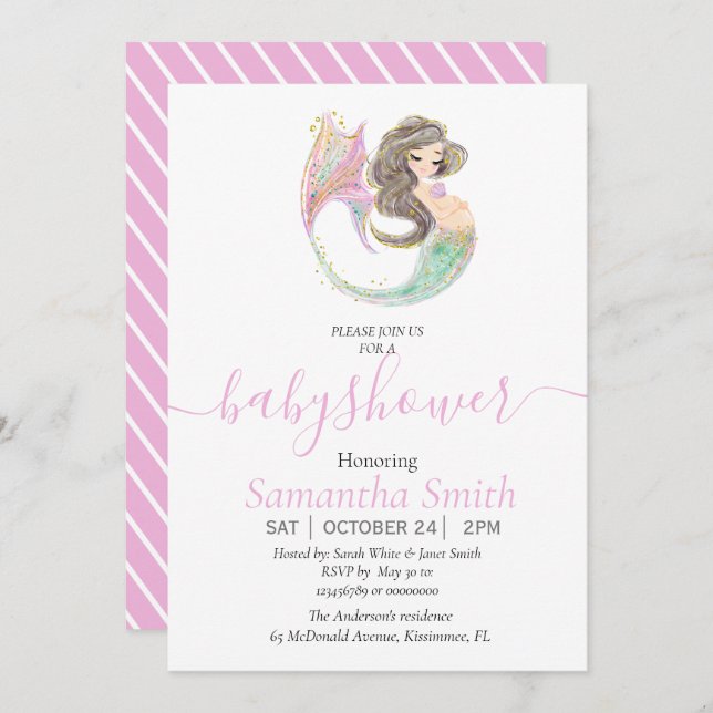 Meerjungfrau-Babydusche Ankündigung (Vorne/Hinten)