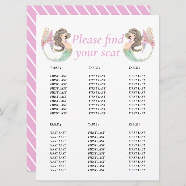 Meerjungfrau-Babydusche Einladung (Vorne/Hinten)