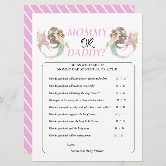 Meerjungfrau-Babydusche Einladung (Vorne/Hinten)