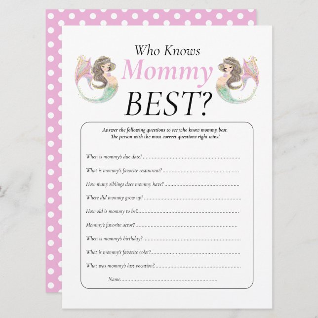 Meerjungfrau-Babydusche Einladung (Vorne/Hinten)