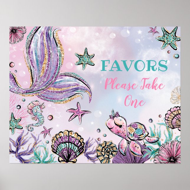 Meerjungfrau-Babydusche unter dem Meer Poster (Vorne)