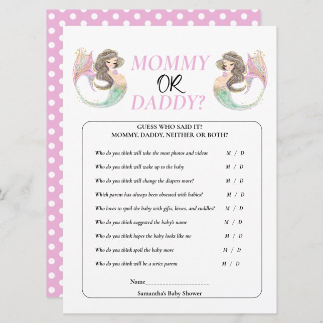 Meerjungfrau-Babydusche unter dem Meerammeltier Einladung (Vorne/Hinten)