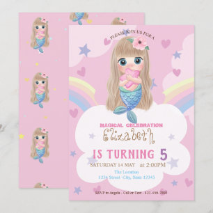 Meerjungfrau Babyparty-Einladung mit Sternen und R Einladung